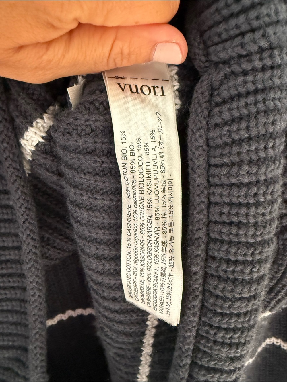 Vuori Montauk Crew Organic Cotton/Cashmere Sweater - Navy Stripe - Small - Picture 5 of 8